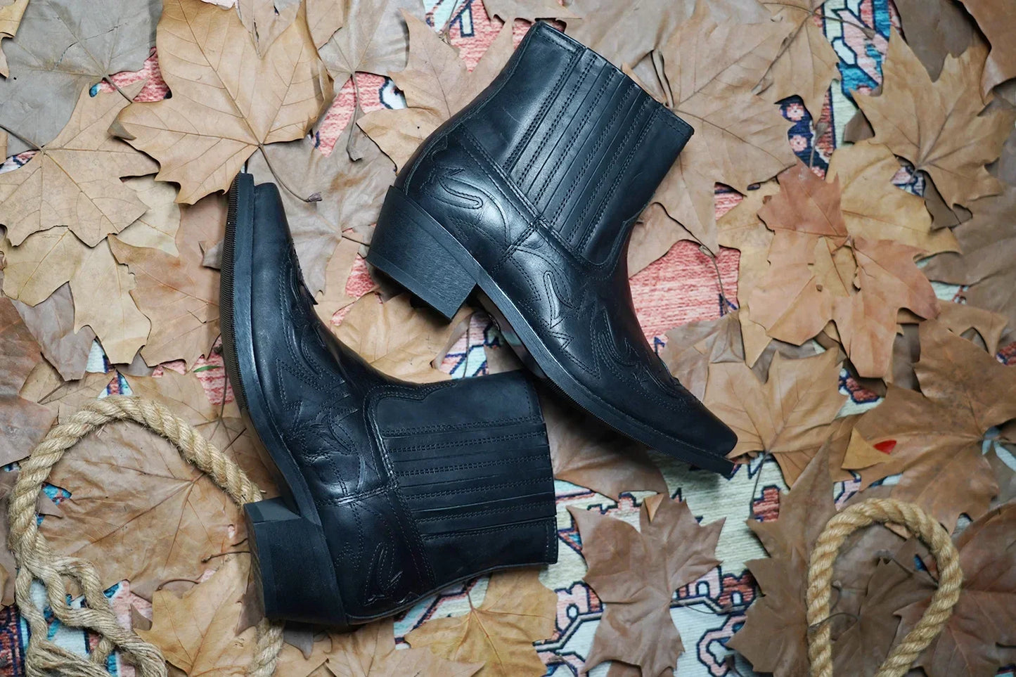 New Men's Boot Handmade Wedge Ankle Boots for Men Western Cowboy Boots Unisex Men's Leather Shoes Hard-Wearing