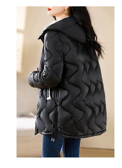 2024 New Winter Jacket Parkas Women Coat Fur Collar Hooded Overcoat Female Jacket Parka Thick Warm Cotton Padded Outwear