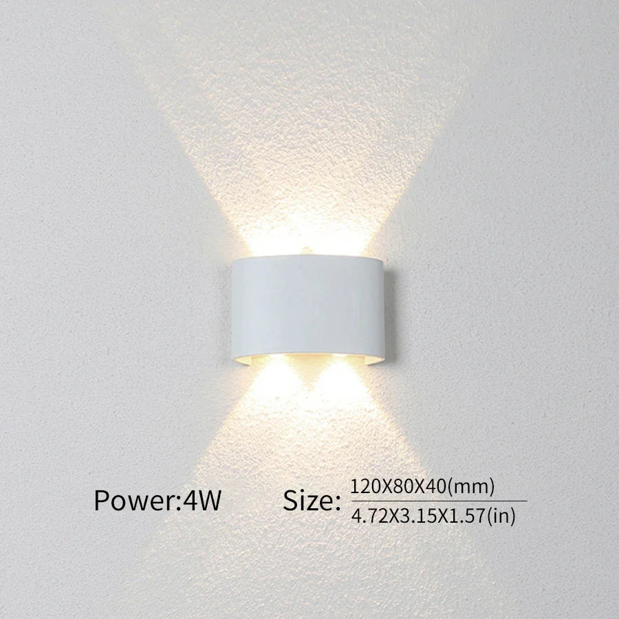 Mur LED lumière extérieure intérieure 2W 4W 6W 8W 10W AC85-265V haut vers le bas blanc noir lumière moderne pour maison jardin chambre couloir