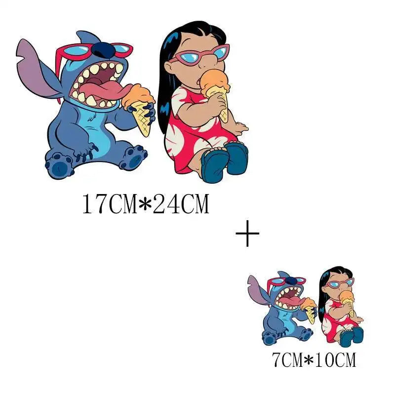 Cute Stitch MINISO Lilo & Stitch Heat Transfer Stickers Iron-on Transfers For Clothing Thermoadhesive Adhesive Patches Kawaii