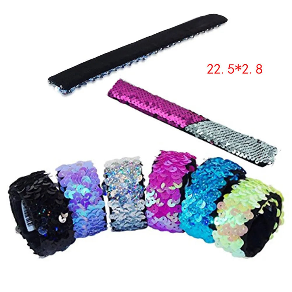 Bracelet à paillettes bicolore, rouge rose et argent, bracelet de fête, cadeaux de fête pour enfants, cadeaux de Noël, Nouvel An, carnaval