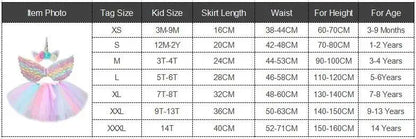 Tenue Jupe Tutu Licorne Bébé Filles pour Fête d'Anniversaire Enfants Jupes en Tulle Ensemble Costumes Noël Halloween avec Ailes