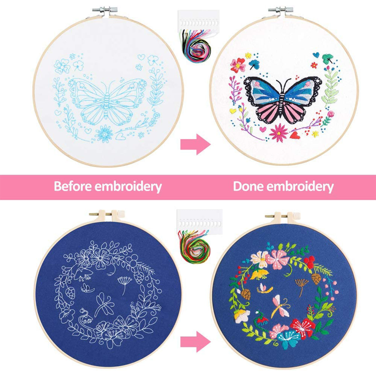 DIY Embroidery Stitch Practice Kit Handmade Embroidery Starter for Beginner Hand Stitch Embroidery Skill Techniques