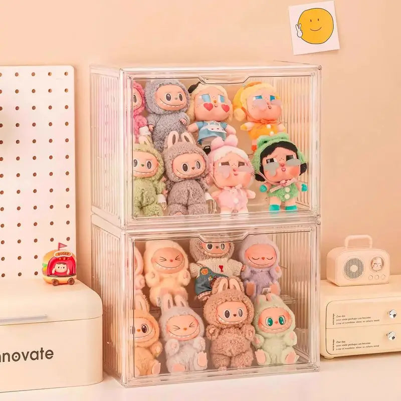 Labubu Doll Storage Box Large Capacity Transparent Acrylic Display Cabinet Dustproof Case Desktop Organizer For Home