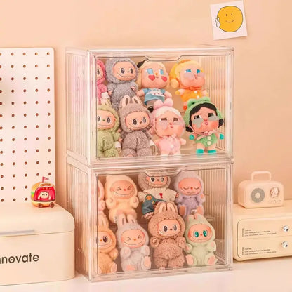 Labubu Doll Storage Box Large Capacity Transparent Acrylic Display Cabinet Dustproof Case Desktop Organizer For Home