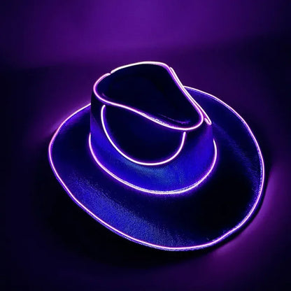 Glowing Light Bar Cap Wireless Disco Luminous Led Flashing Neon Western Cowboy Hat Bachelorette Party Supplies Bride Cowgirl Hat