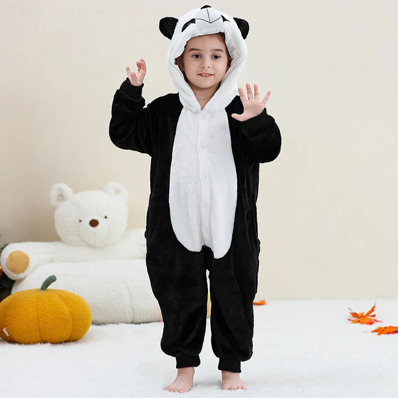 MICHLEY Pyjama grenouillère en flanelle pour Halloween, hiver, avec capuche, pour enfants, déguisement familial, combinaison de nuit, robe de chambre pour garçons et filles
