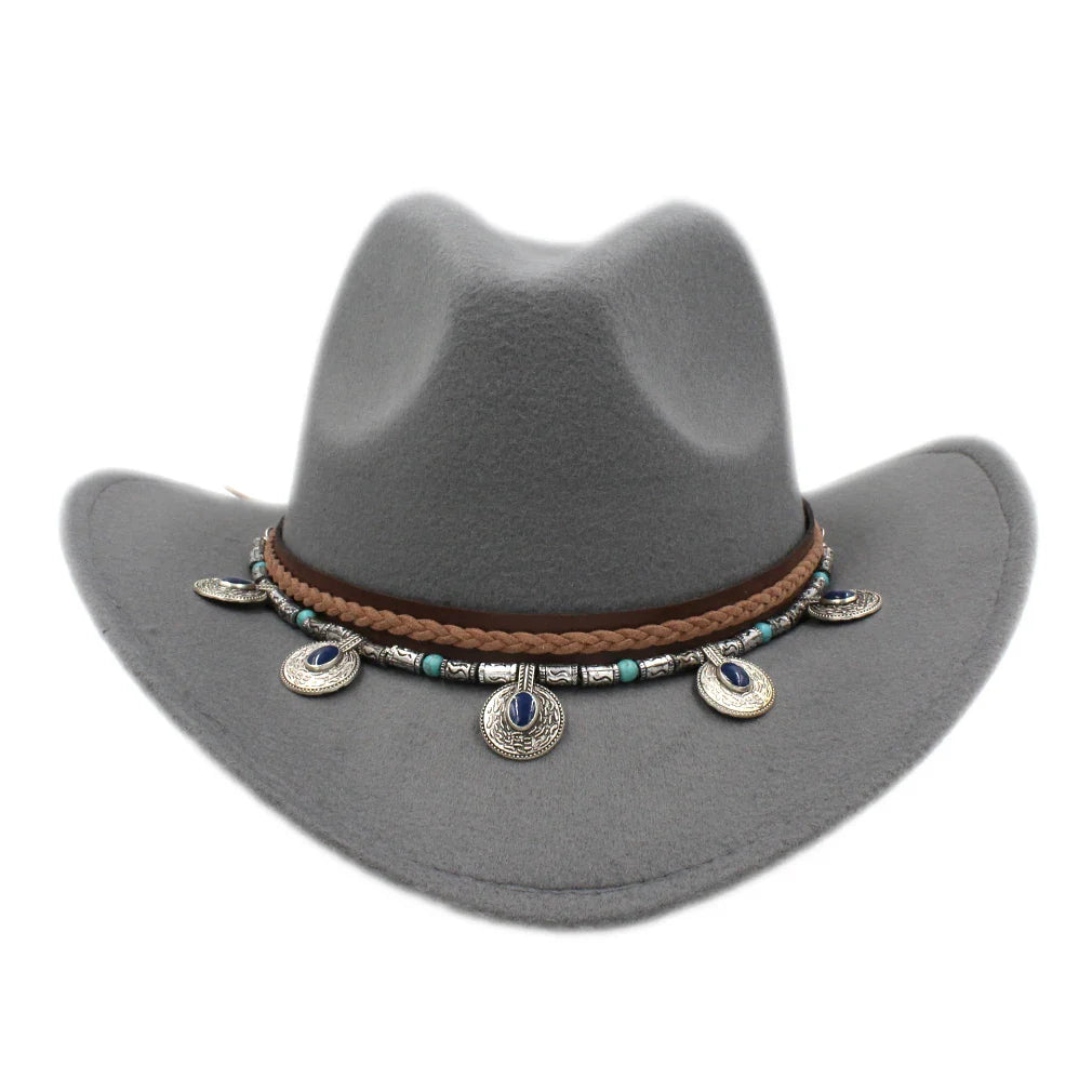 Chapeau de cowboy occidental pour hommes et femmes, casquette de cow-girl d'équitation, feutre à large bord, Fedora Jazz Church Caps Шляпа Chapeau