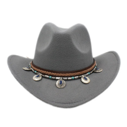Chapeau de cowboy occidental pour hommes et femmes, casquette de cow-girl d'équitation, feutre à large bord, Fedora Jazz Church Caps Шляпа Chapeau