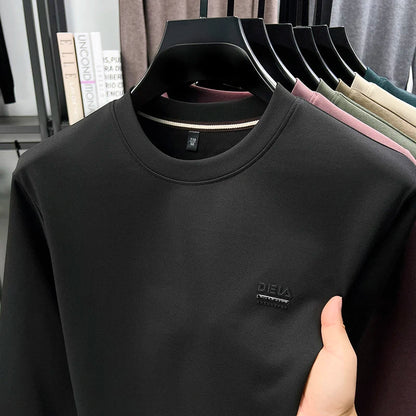 Sweat-shirt homme 2025 nouveau Style printemps et automne homme T-shirt à manches longues en pur coton col rond T-shirt basique à la mode