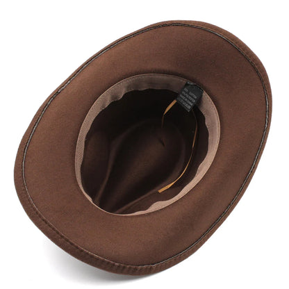 Chapeau de cowboy occidental pour hommes et femmes, casquette de cow-girl d'équitation, feutre à large bord, Fedora Jazz Church Caps Шляпа Chapeau