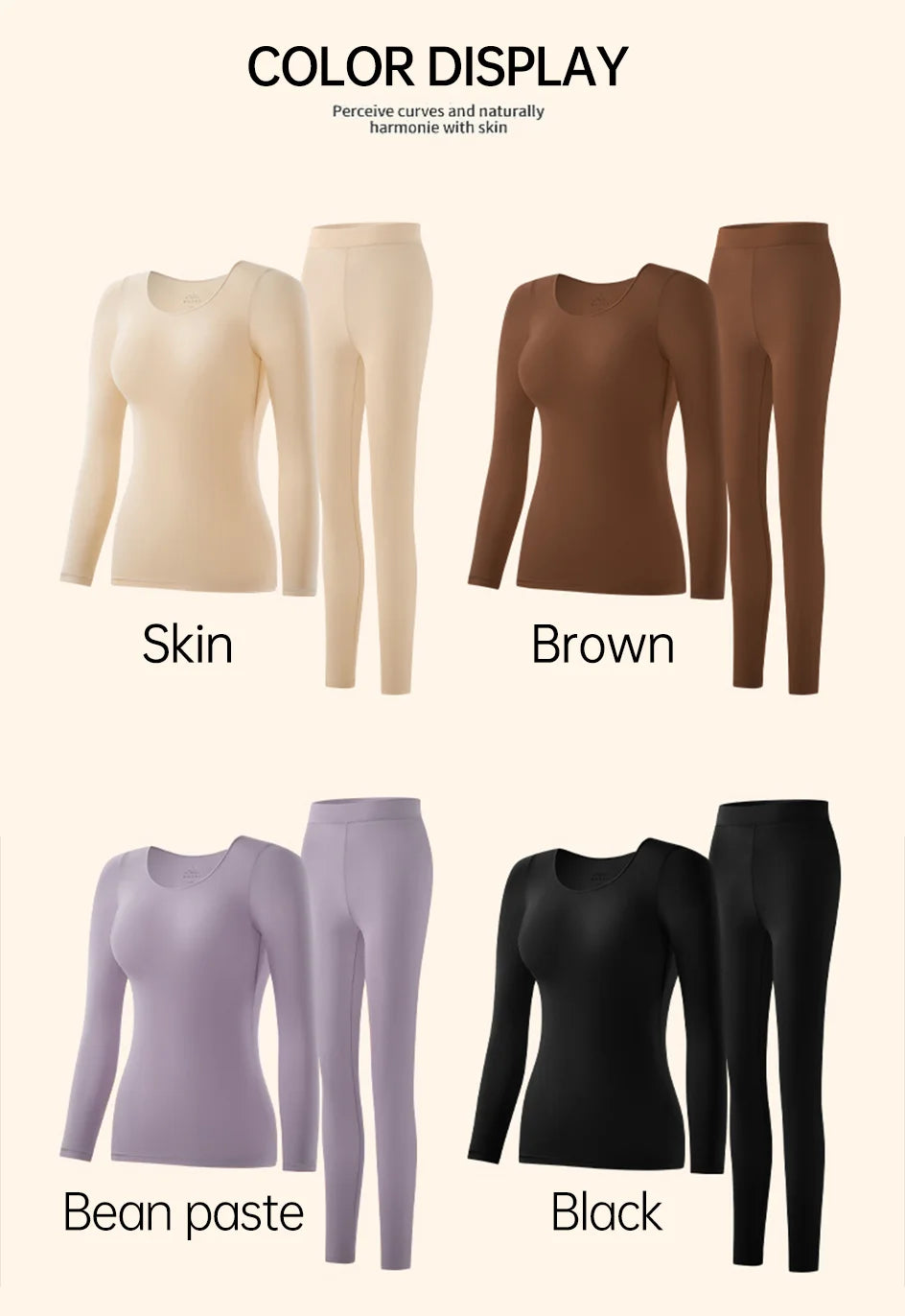 POKARLA 1 ensemble de sous-vêtements thermiques chauds intimes Sexy longs Johns femmes en forme de ensembles femme col moyen vêtements de mise en forme thermique