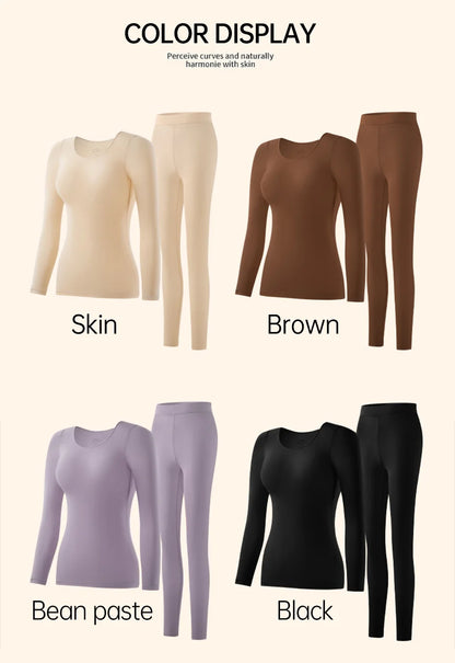POKARLA 1 ensemble de sous-vêtements thermiques chauds intimes Sexy longs Johns femmes en forme de ensembles femme col moyen vêtements de mise en forme thermique