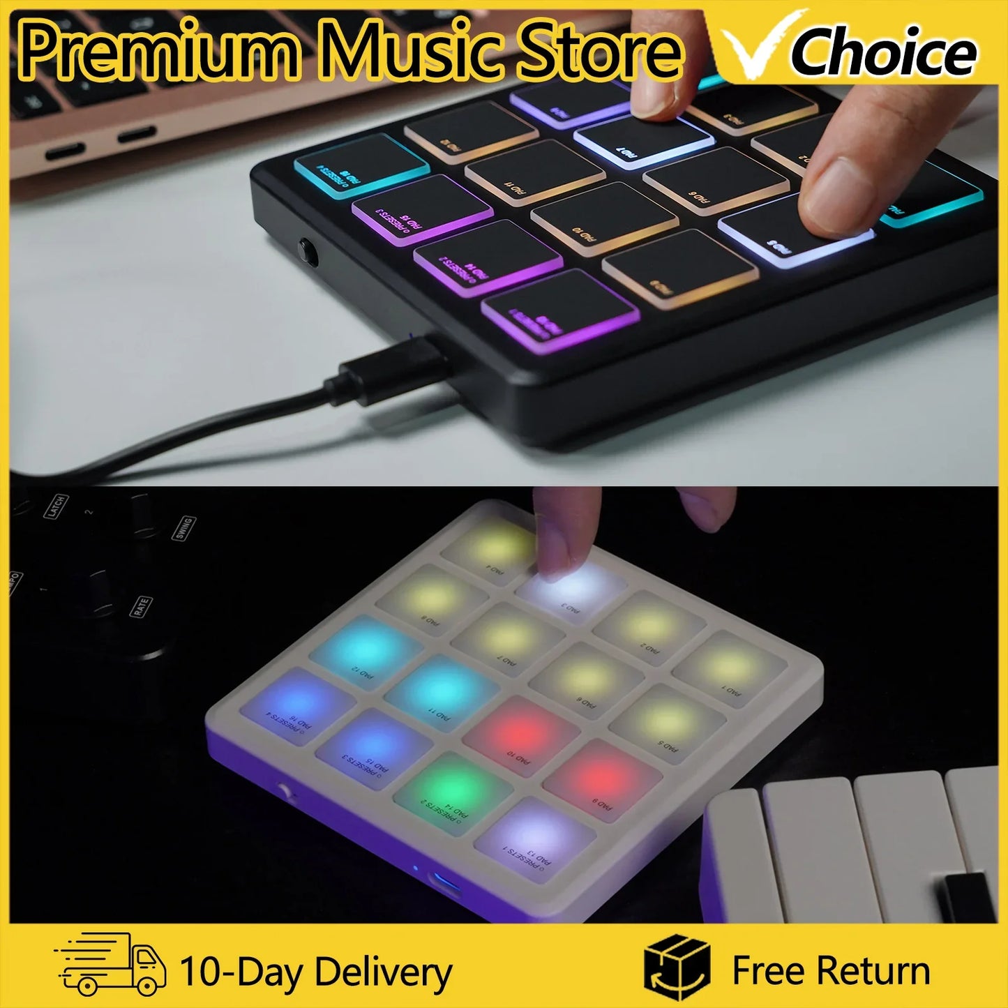 Contrôleur MIDI sans fil Portable M-VAVE SMC-PAD, 16 tampons, Percussion appropriée, DJ, arrangeur de musique, contrôleur de clavier
