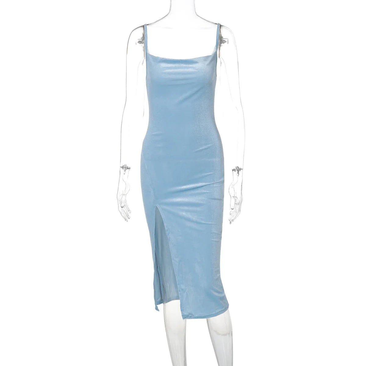 Hugcitar Robe Longue Maxi Fendue Sexy en Velours avec Col Drapé Sans Manches, Nouvelle Mode 2025, Robe de Soirée Élégante pour Femme, Streetwear Y2K