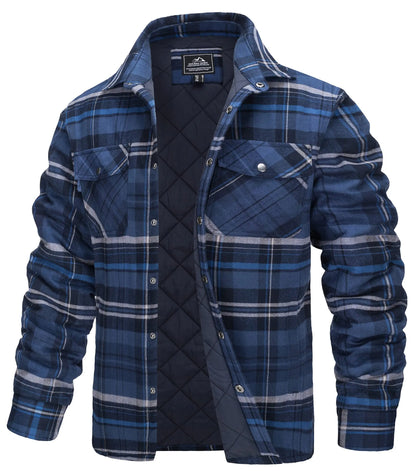 TACVASEN Veste d'hiver en coton à carreaux pour homme, manches longues, matelassée, doublée, en flanelle, multi-poches, vêtements d'extérieur, manteaux de randonnée