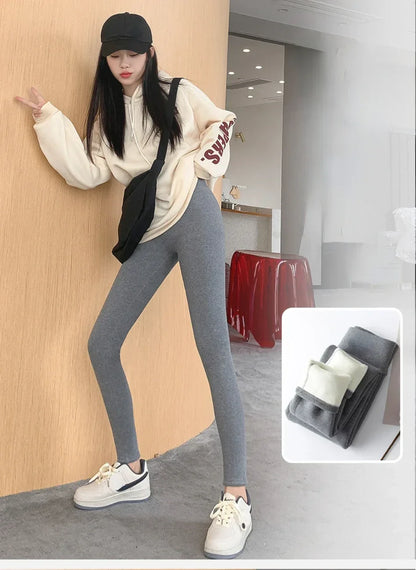 Hiver femmes Leggings agneau cachemire pantalon chaud polaire femme Legging collants minces coton velours thermique Leggings pour les femmes