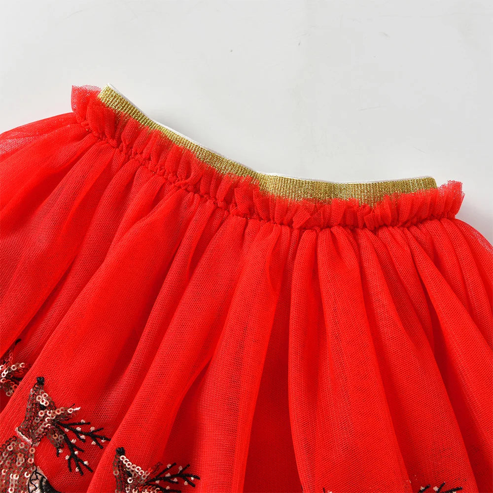 DXBOU- Jupe de princesse en tulle pailmétrage pour enfants, tenues de wapiti pour filles, vêtements en maille, cadeau de Noël et du Nouvel An