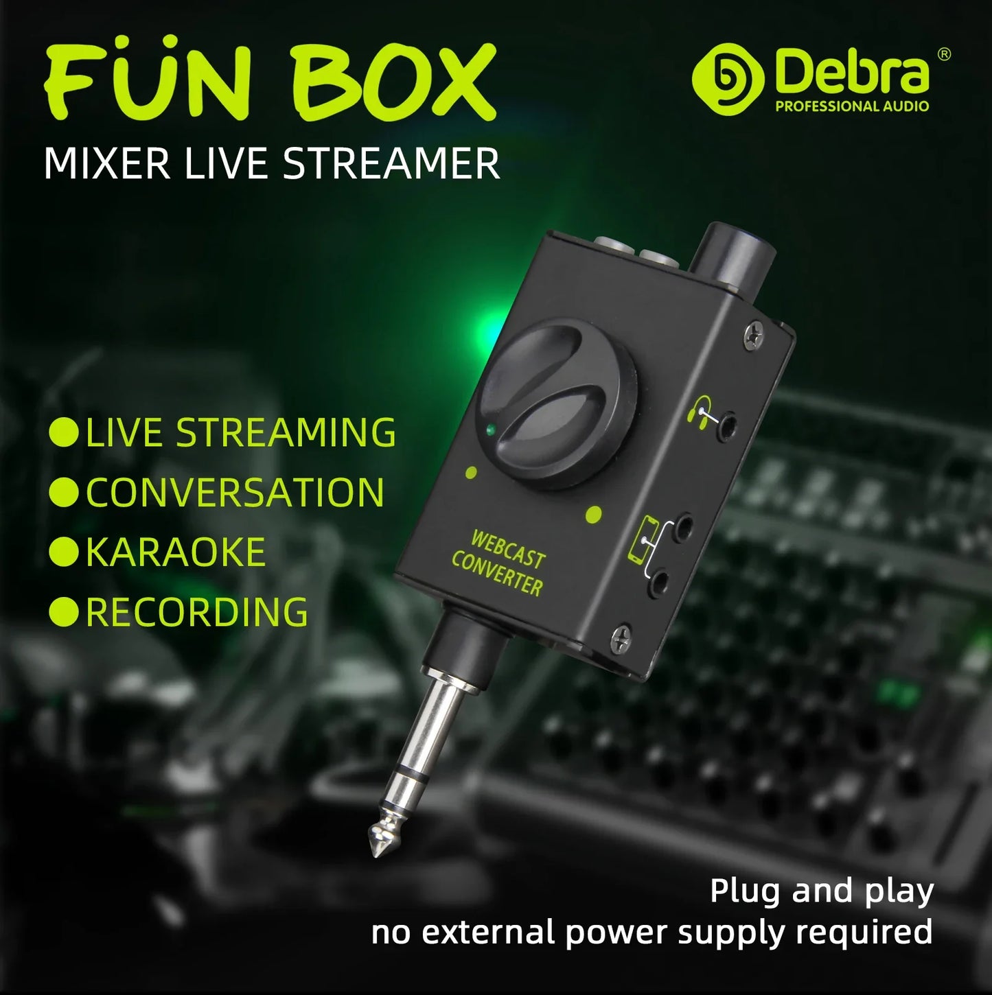 IKGE DJ Console Mixer, Live Streaming Adapter, output device supports smartphones, laptops, PCs, etc., for Karaoke, Recording