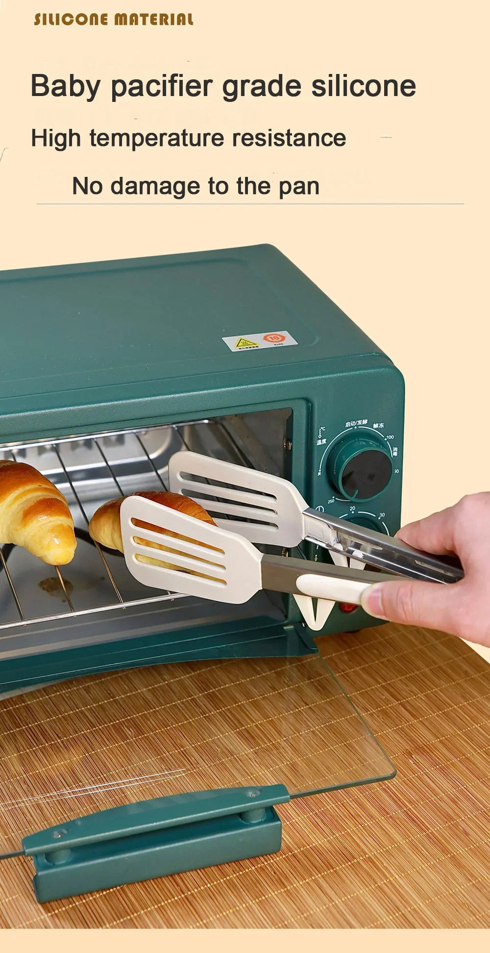 9" Stainless Steel Food Tongs, Non-Stick Silicone Cooking Tongs, Outdoor Salad and Bread Utensils, Kitchen Accessories