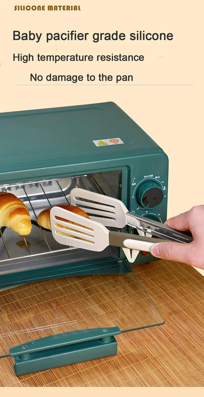 9" Stainless Steel Food Tongs, Non-Stick Silicone Cooking Tongs, Outdoor Salad and Bread Utensils, Kitchen Accessories