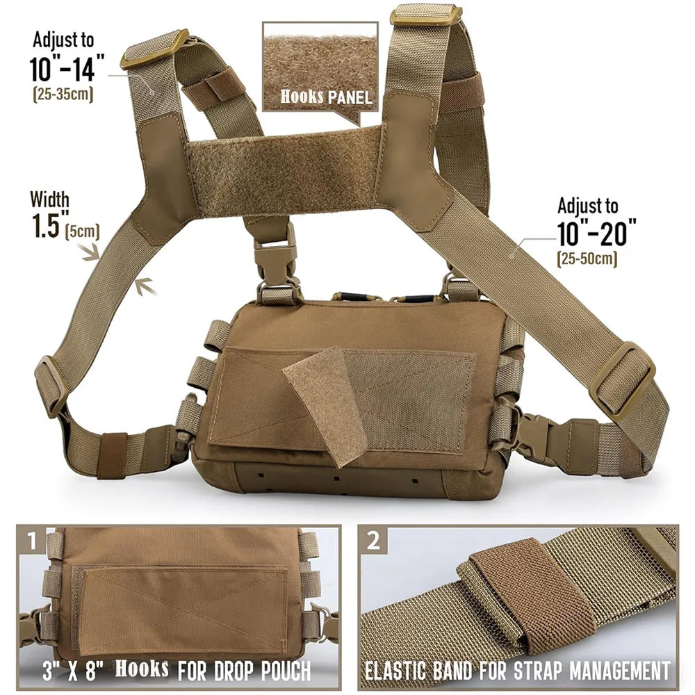Tactical Chest Bag, Camping, Hunting, Fishing, Travel Backpack, Molle Vest, EDC Front Pouch, Outdoor Reconnaissance Kit, Waist Shoulder Bags