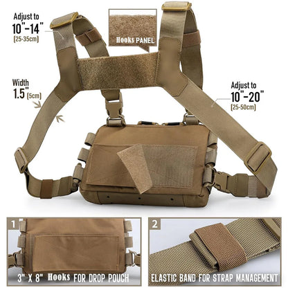Tactical Chest Bag, Camping, Hunting, Fishing, Travel Backpack, Molle Vest, EDC Front Pouch, Outdoor Reconnaissance Kit, Waist Shoulder Bags