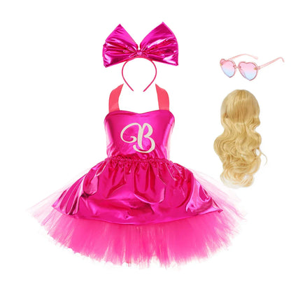 Costume de Cosplay pour filles Robe de soubrette Tutu pour filles Robe d'été à bretelles pour enfants pour Halloween Noël Anniversaire