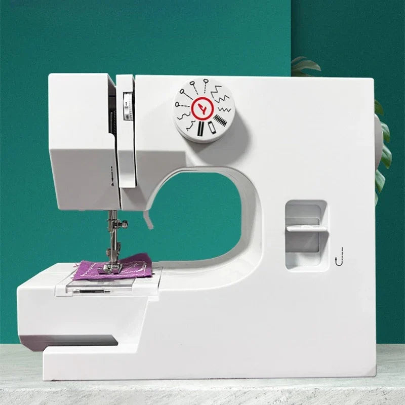 Machine à coudre, 12 points, machine à coudre domestique, pied-de-biche, surjeteuses, pédale portable électrique, couture de vêtements