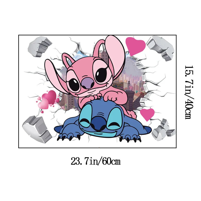 Cartoon Lilo & Stitch Movie Wall Stickers For Kid's Room Kindergarten Living Room Wall Decoration Animated Poster  Art Mural