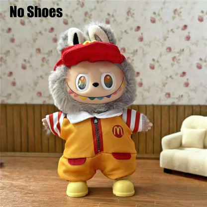Tenue de travail Vêtements pour poupée Labubu Mode Café Fast-food Frites Hamburgers Tenue Vêtements Accessoires Cosplay