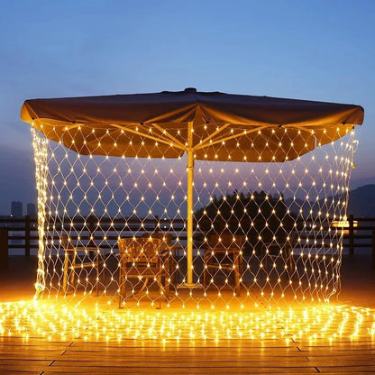 LED Net Mesh String Lights, 8 Modes, 220V, 110V, EU Plug, Festival Decoration, Christmas, Halloween, New Year 2026, Wedding Party