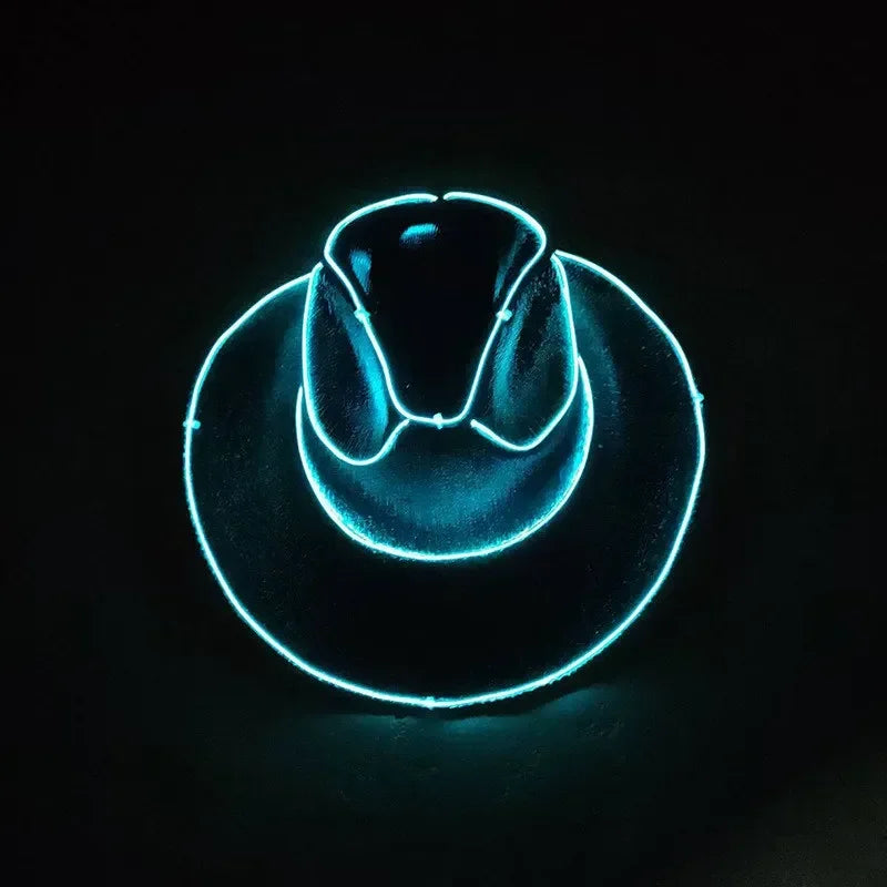Glowing Light Bar Cap Wireless Disco Luminous Led Flashing Neon Western Cowboy Hat Bachelorette Party Supplies Bride Cowgirl Hat
