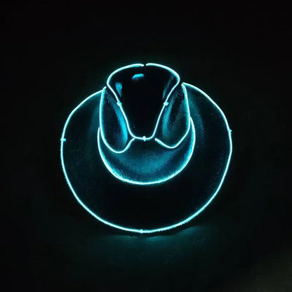 Glowing Light Bar Cap Wireless Disco Luminous Led Flashing Neon Western Cowboy Hat Bachelorette Party Supplies Bride Cowgirl Hat