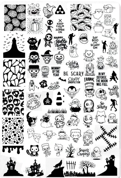 Cartoon Halloween Nail Stamping Plates skull Character Animals Template Stencils Nail Art Stamp Plate Manicure Nail Print Tool