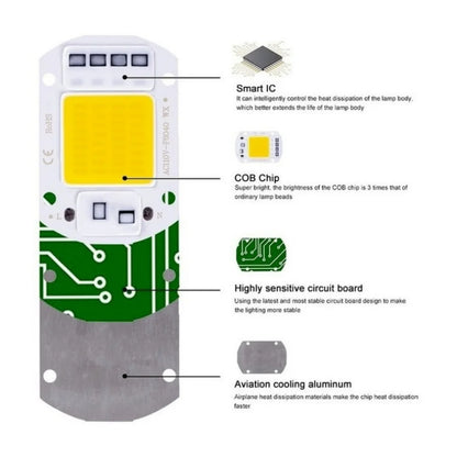 LED COB lampe perle 20W 30W 50W 220V IP65 IC intelligent pas besoin de pilote bricolage projecteur LED ampoule projecteur extérieur puce lampe plus brillante