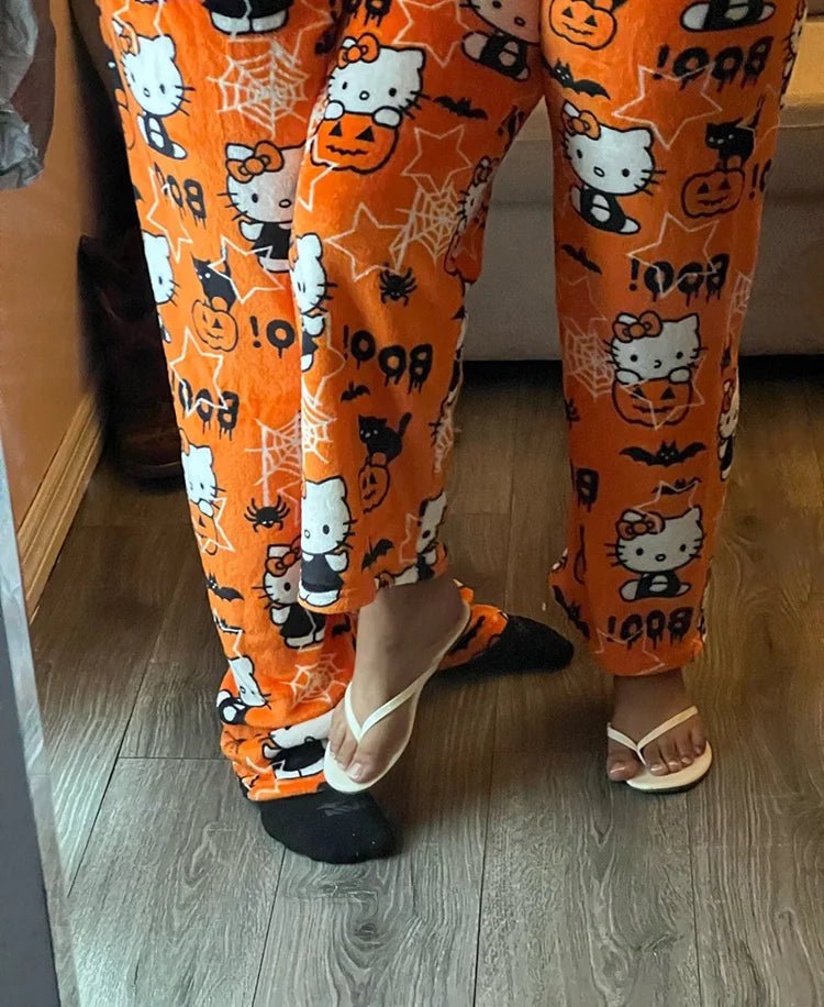 Sanrio Hello Kitty Pajamas Christmas Hello Kitty Flannel Pants Winter Warmth Pajamas Home Pants In Autumn Winter Fashion Trous