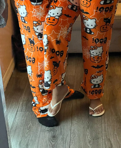 Sanrio Hello Kitty Pajamas Christmas Hello Kitty Flannel Pants Winter Warmth Pajamas Home Pants In Autumn Winter Fashion Trous