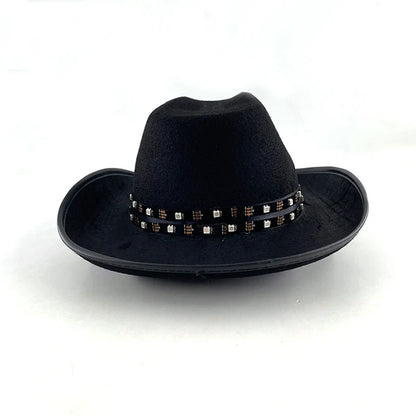 Chapeau de cowboy LED télécommandé pour femmes et hommes, chapeaux de cow-girl occidentaux, robe de l'ouest, vêtements de sauna scintillants pour Halloween, casquette unisexe, mode
