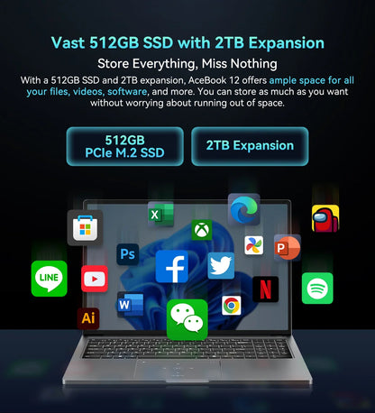 Blackview AceBook 12 Ordinateur portable Win 11 16'' FHD IPS, Notebook Intel I5-1030NG7, 16 Go RAM 512 Go SSD, Bouton d'alimentation 2-en-1 avec empreinte digitale