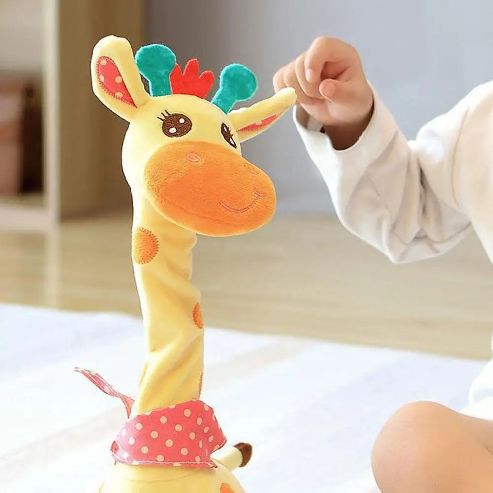 Electric Singing Dancing Giraffe Toy With Light & Voice Recording, Swing Motion Interactive Plush Animal For Kids Gift