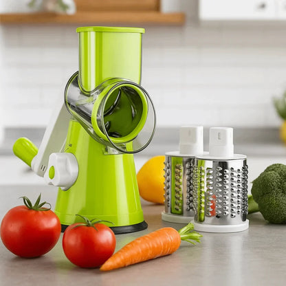 3 Sharp Drums Manual Rotary Vegetable Slicer Stainless Steel Efficient Cutting Vegetable Cutter with Handle Manual Rotary