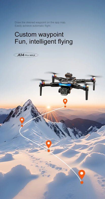 Xiaomi A14 pro Max Drone 8k HD double caméra GPS sans brosse flux optique évitement d'obstacles 4.5 pouces grand écran Uav Rc 20000m nouveau
