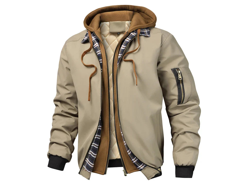 Autumn Winter Men's Warm Bomber Jacket Outdoor Man Thick Windbreaker Hiking Hooded Coats Men Thermal Sports Zipper Parkas Jacket