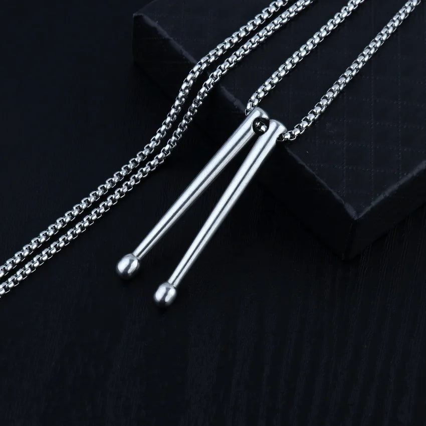 Tambour collier baguettes Punk bijoux Punk baguettes pendentif collier Cool tambour bâton collier pour femmes hommes tambour bâton