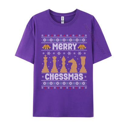 Merry Chessmas Ugly Chess Player Christmas T-Shirts Retro Boy Top T-Shirts Crewneck Combed Cotton Tops Shirt Tops & Tees Casual