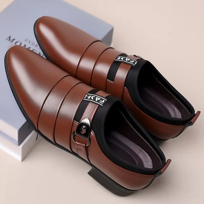 Leather Shoes for Men Slip on Pointed Toe Oxfords Formal Wedding Party Office Business Casual Dress Shoes for Male Social Shoe