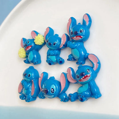 5Pcs cute stitch cartoon resin flatback supplies diy kawaii resin accessories crafts materials scrapbooking embellishment