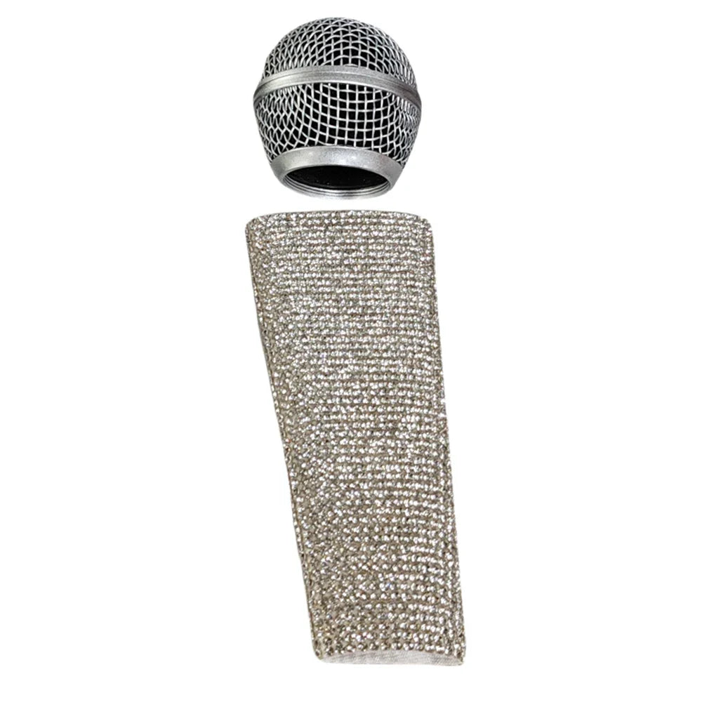 New Glitter Microphone Cover Mesh Head, Glitter Microphone Decorative Sleeve for SM58 Beta58A Wireless Microphone