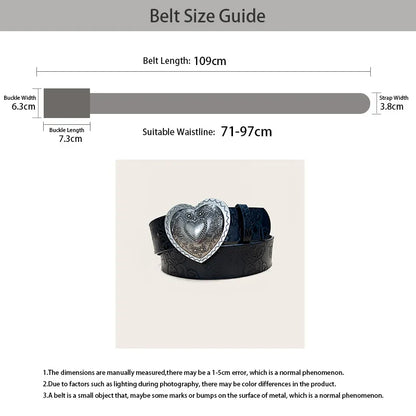 Retro love buckle PU Leather belt For Women fashion leisure suitable for daily commuting Western Cowboy Punk Jeans Waistband